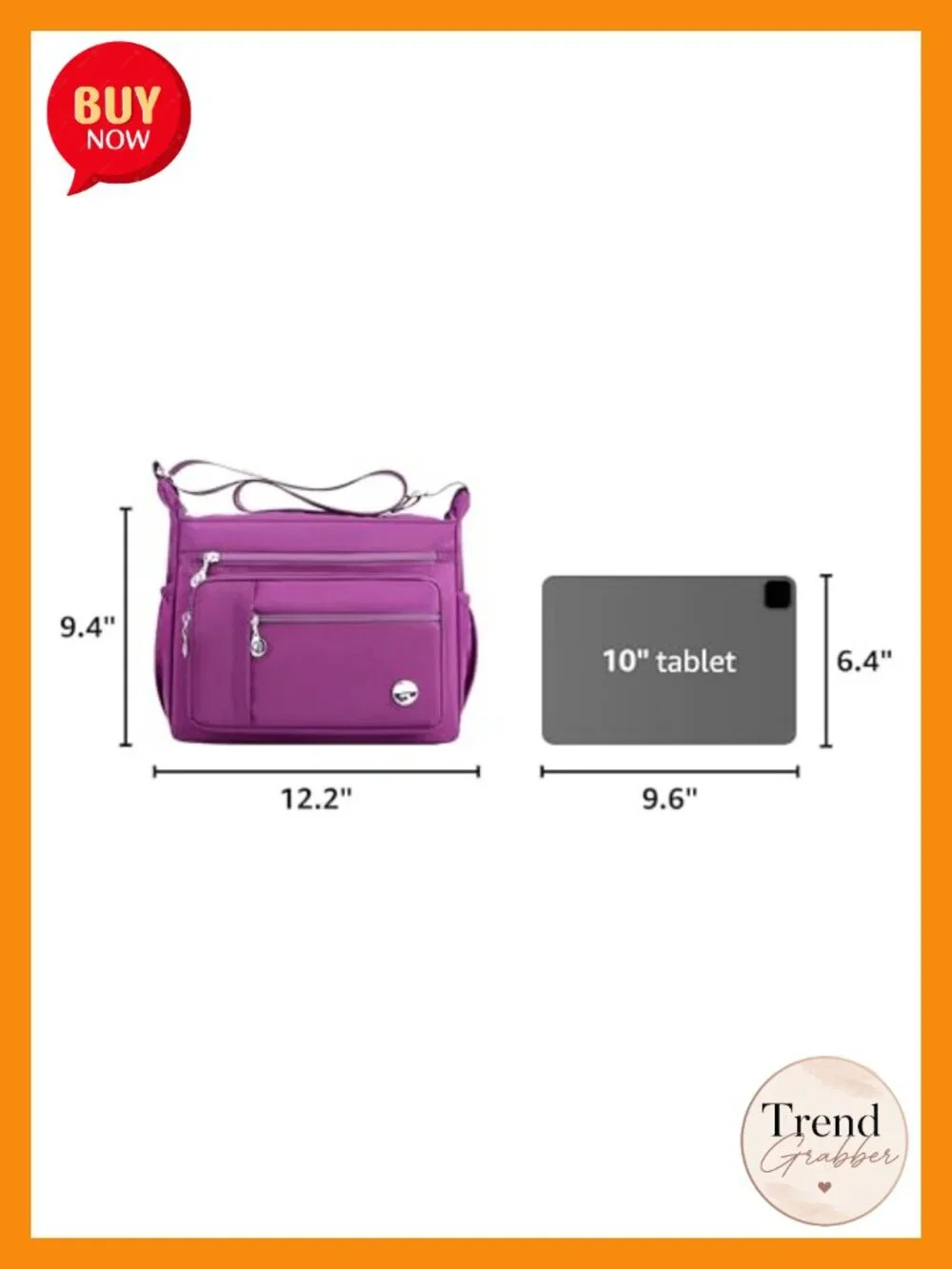 Waterproof Nylon Shoulder Bag Crossbody Purse Multiple Pockets Satchel Tote
